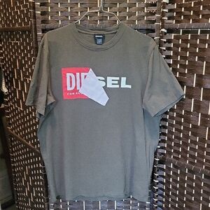 Diesel Gray Short Sleeve Tee with Bold Logo